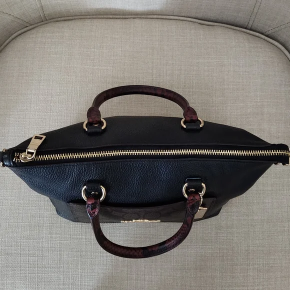 NWOT Coach Mini Emma Signature Python Accent Leather Satchel Crossbody🔥 F34281